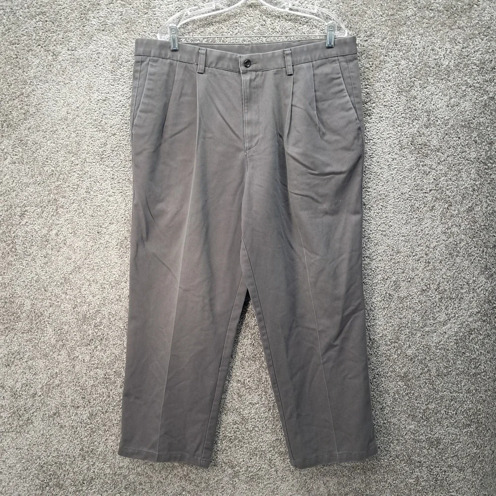 Dockers Mens 40x29 Vintage Individual Fit Pleated Cotton Pants Gray